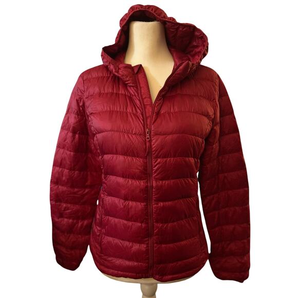 Aritzia TNA Botanie Packable Puffer Goose Down Hooded Jacket, Red, Size Small - Picture 1 of 8